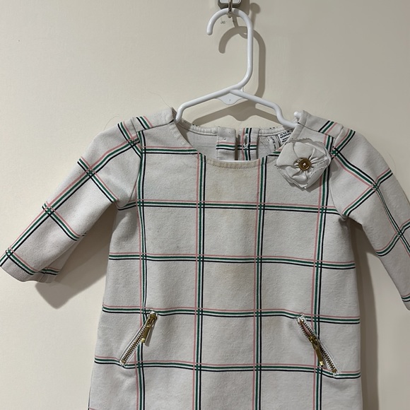 • Janie and Jack • Baby Girls WINDOWPANE PONTE DRESS White / Green / Pink 12-18 - Picture 3 of 3